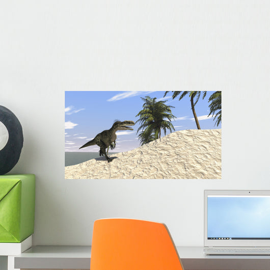 Monolophosaurus Running along Shore Wall Decal