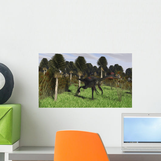Gigantoraptor Running through Woodlands Wall Decal