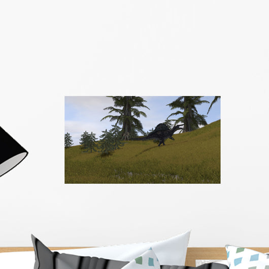 Spinosaurus Walking across Grassy Wall Decal Design 2