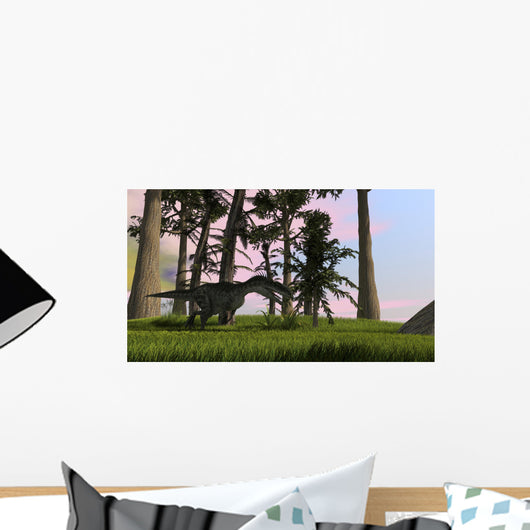 Monolophosaurus Running across Grassy Wall Decal Design 2