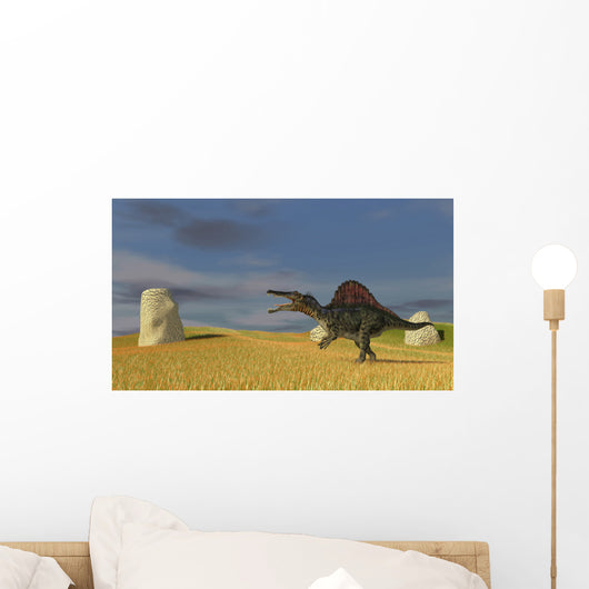 Spinosaurus Walking across Grassy Wall Decal Design 1