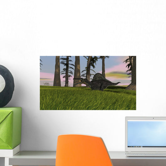 Spinosaurus Hunting Grassy Field Wall Decal