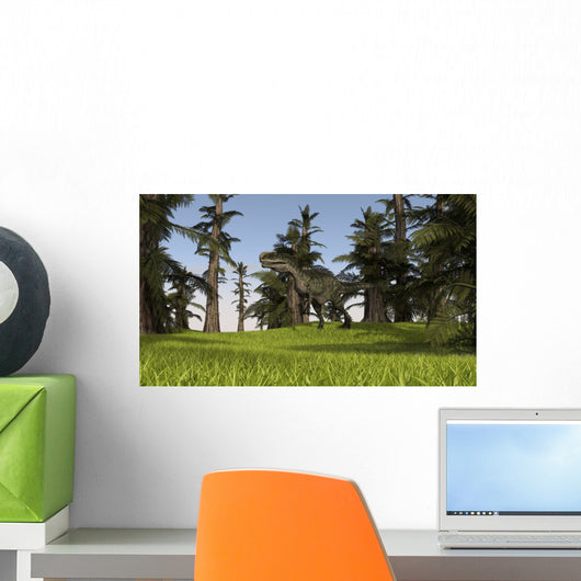 Monolophosaurus Running across Grassy Wall Decal Design 1