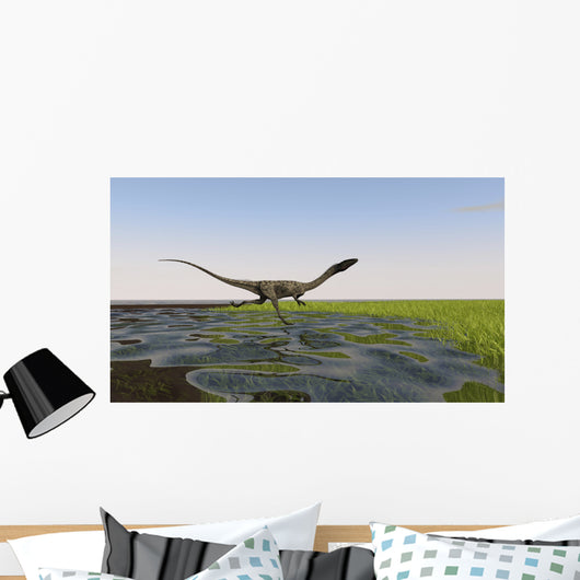 Coelophysis Running through Swampy Wall Decal Design 1