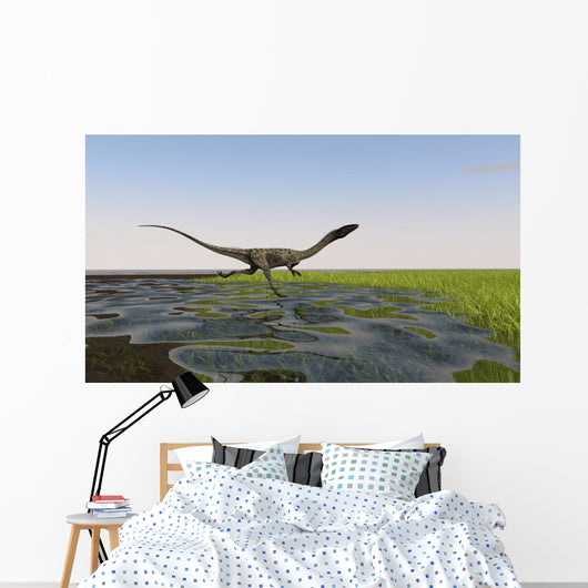 Coelophysis Running through Swampy Wall Decal Design 1