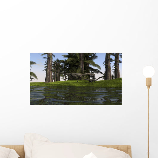 Two Coelophysis Dinosaurs Running Wall Decal Design 1