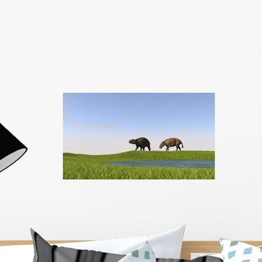 Eurohippus Grazing along Swamp Wall Decal