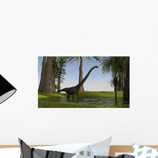 Mamenchisaurus Walking through Swampy Wall Decal Design 2