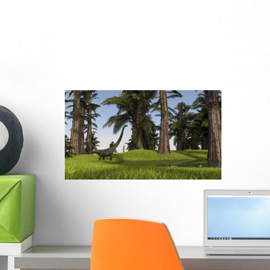 Mamenchisaurus Walking along Nearby Wall Decal