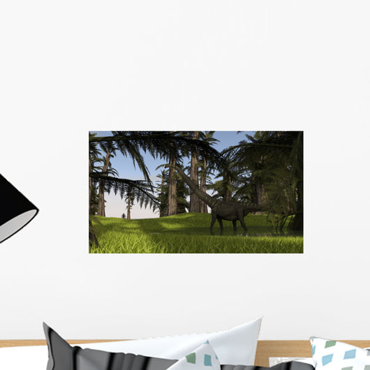 Mamenchisaurus Walking through Swampy Wall Decal Design 1