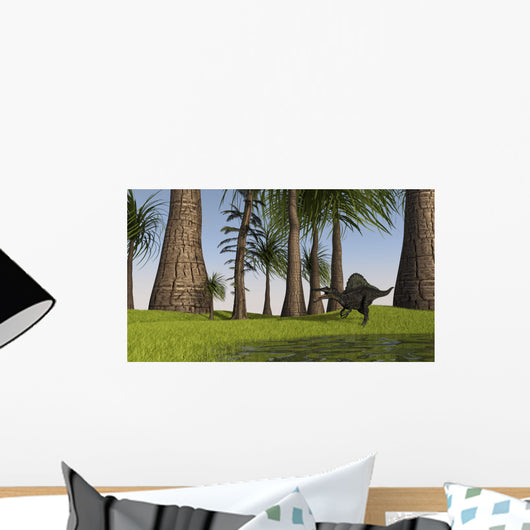 Spinosaurus Hunting along Edge Wall Decal Design 3