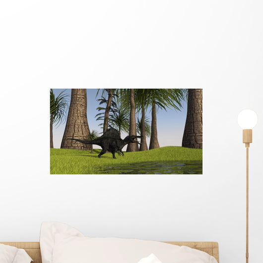 Spinosaurus Hunting along Edge Wall Decal Design 2