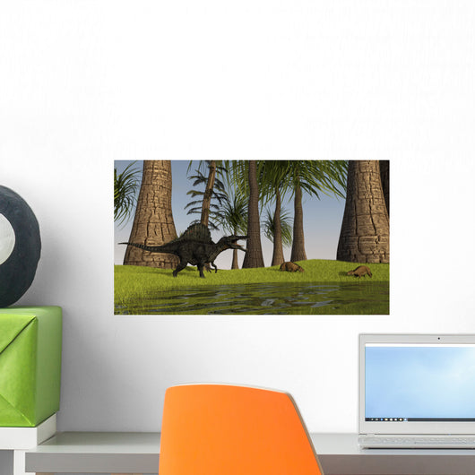 Spinosaurus Hunting along Edge Wall Decal Design 1