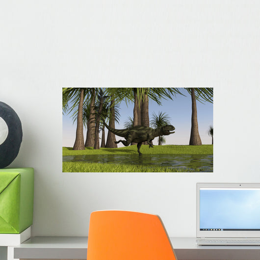 Yangchuanosaurus Running through Swampy Wall Decal