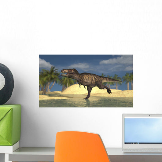 Tyrannosaurus Rex Running through Wall Decal Design 1