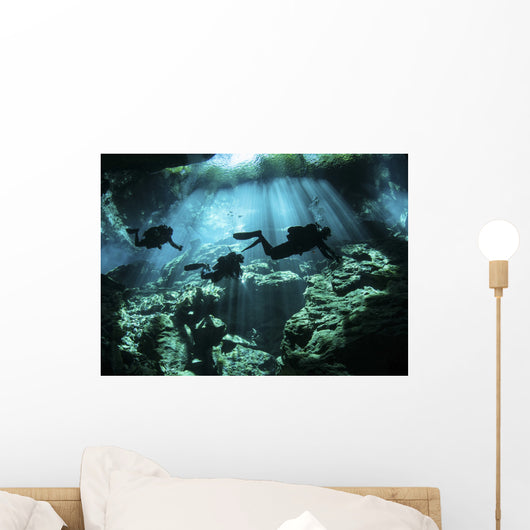 Diver Enters Cavern System Wall Decal