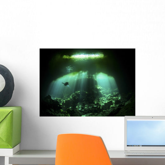 Diver Garden Eden Cenote Wall Decal