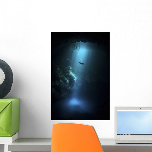 Scuba Diver Descends into Wall Decal