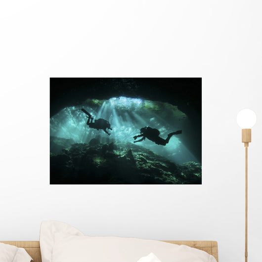 Two Divers Silhouetted Light Wall Decal