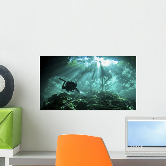 Diver Passes through Light Wall Decal
