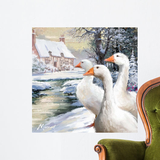 Geese By Stream Wall Mural