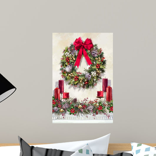 Xmas Wreath Illustration Wall Mural
