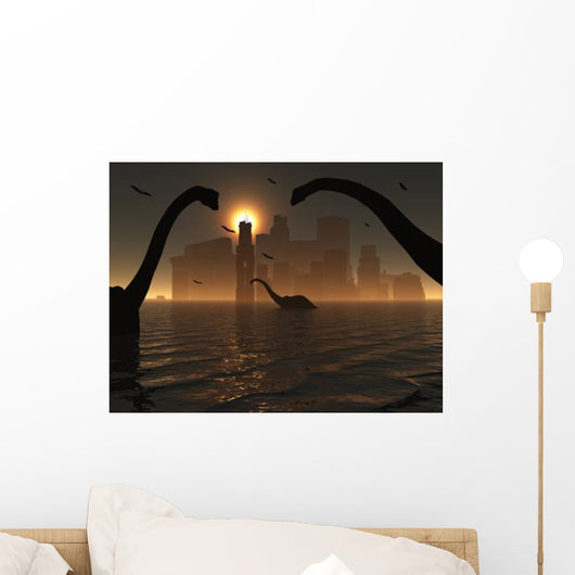 Dinosaurs Feed near Shores Wall Decal Design 1
