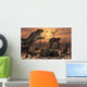 Dinosaurs and Robots Fight Wall Decal