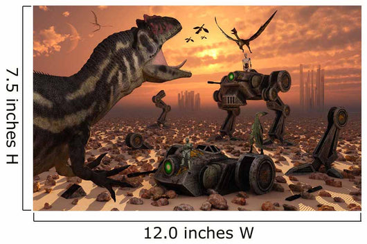 Dinosaurs and Robots Fight Wall Decal