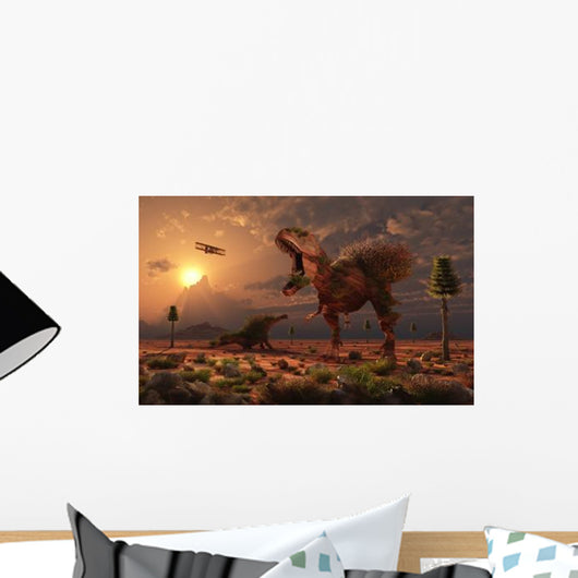 Dinosaur Sculpture Park with Wall Decal Design 2