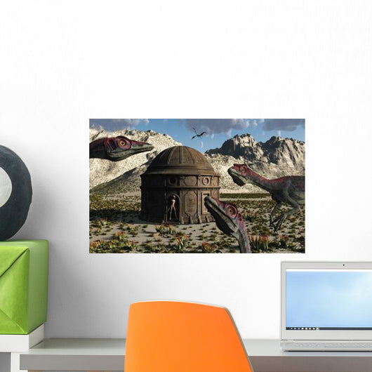 Group Compsognathus Dinosaurs Gather Wall Decal