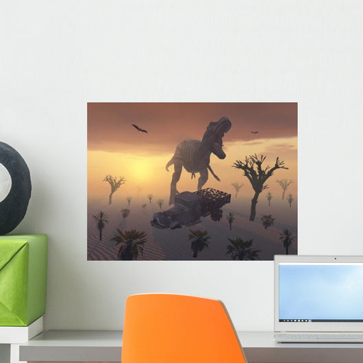 T Rex and Dilapidated Wall Decal