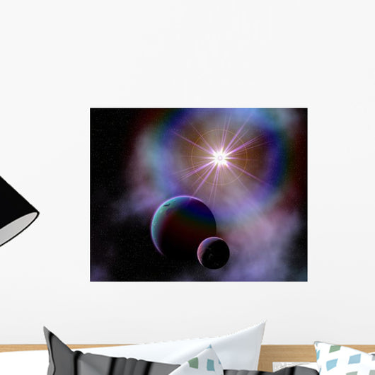 Binary Worlds Orbiting Each Wall Decal