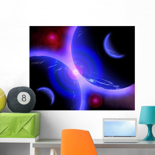 Red Stars and Blue Wall Decal