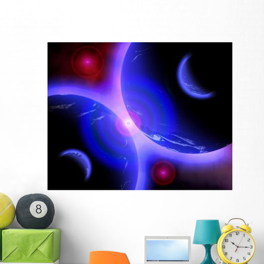 Red Stars and Blue Wall Decal