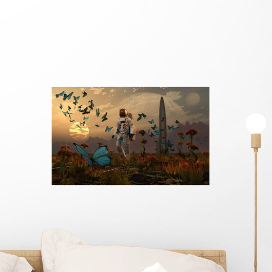 Astronaut Is Greeted Swarm Wall Decal