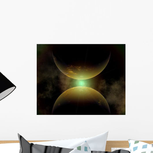 Illustration Double Sunrise Twin Wall Decal