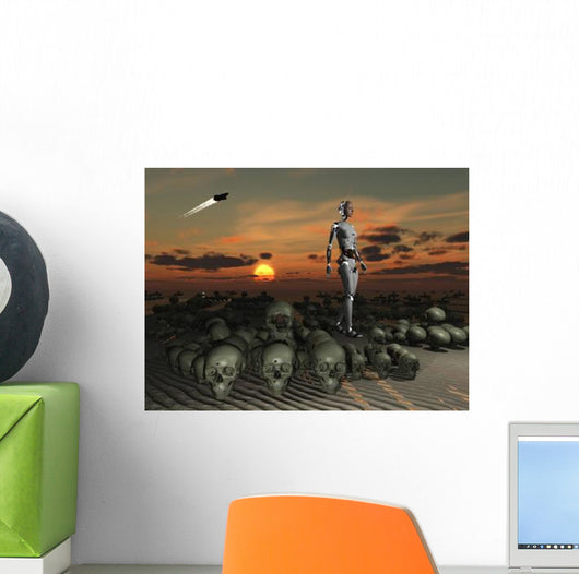 Android Walks amongst Pile Wall Decal