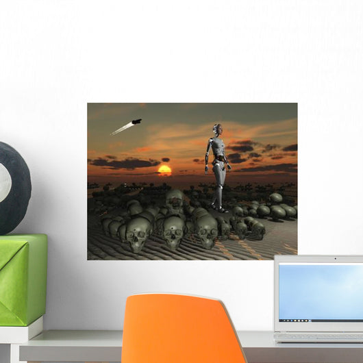 Android Walks amongst Pile Wall Decal