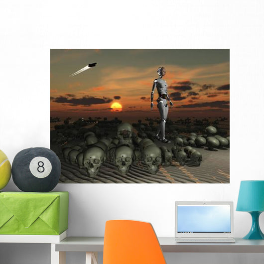 Android Walks amongst Pile Wall Decal