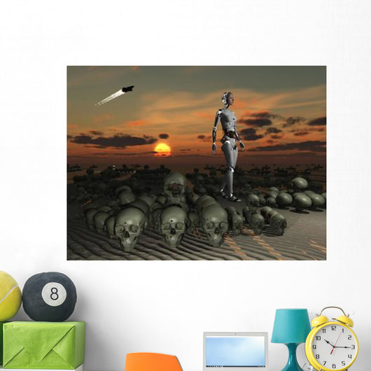 Android Walks amongst Pile Wall Decal