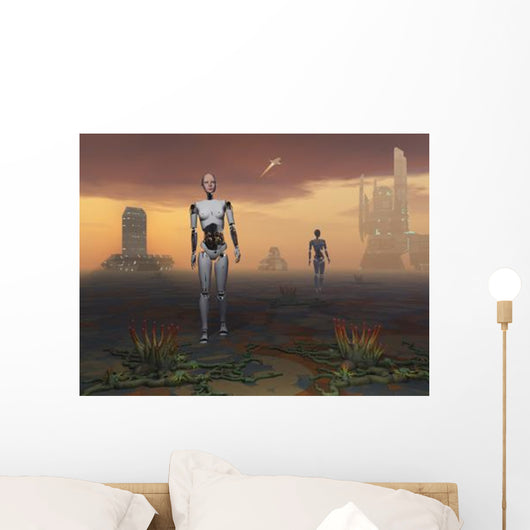 Androids Explore Alien Planet Wall Decal