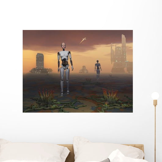 Androids Explore Alien Planet Wall Decal