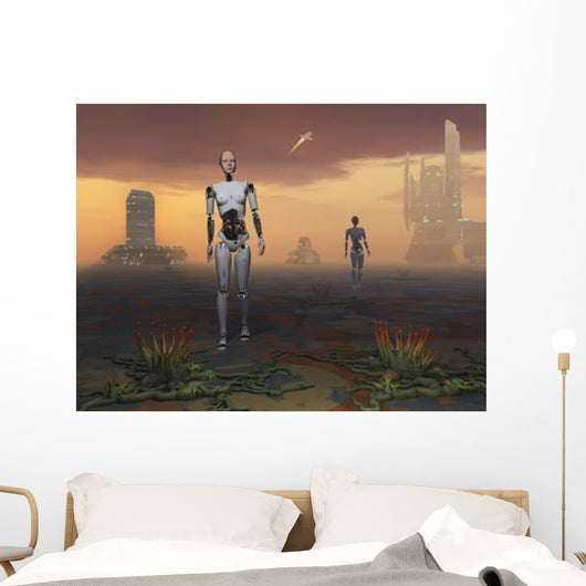 Androids Explore Alien Planet Wall Decal