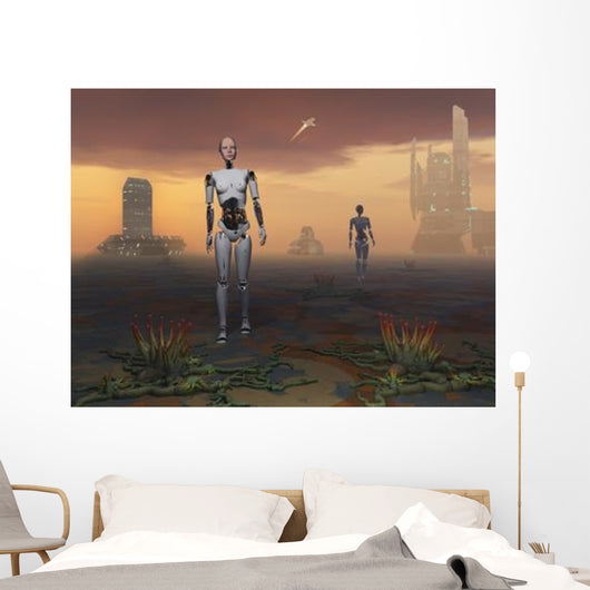 Androids Explore Alien Planet Wall Decal