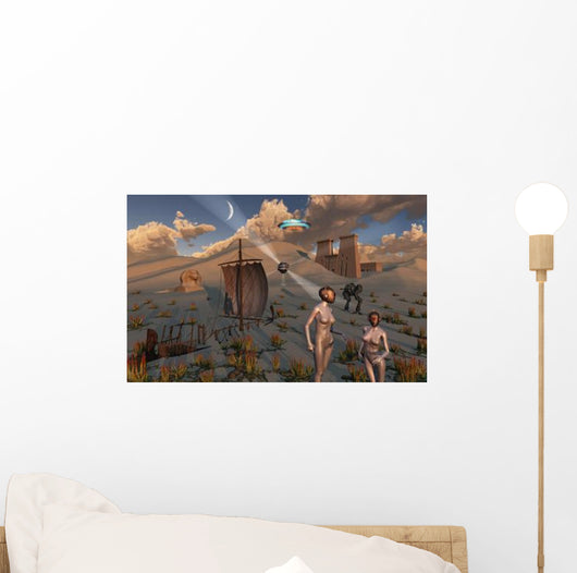 Female Explorers Study Ancient Wall Decal