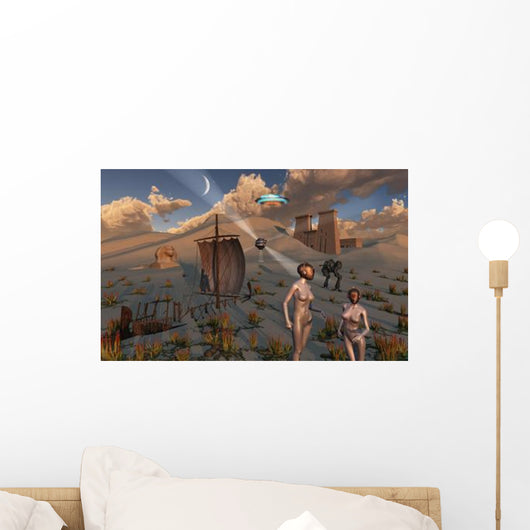 Female Explorers Study Ancient Wall Decal