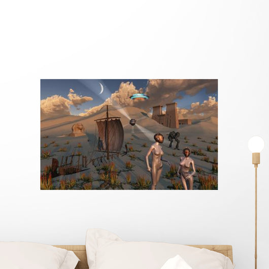 Female Explorers Study Ancient Wall Decal