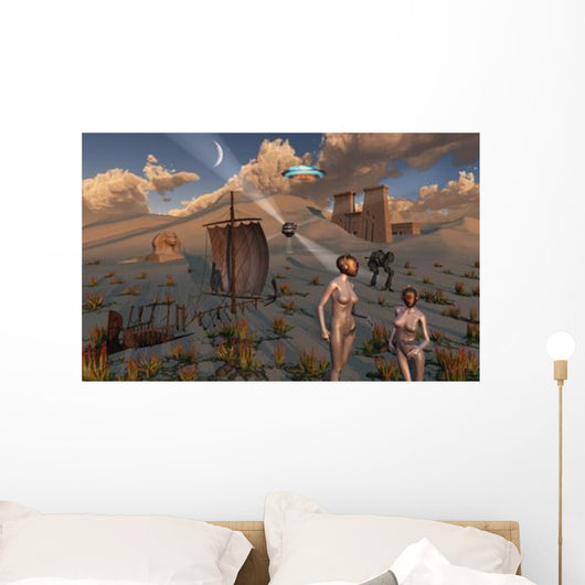 Female Explorers Study Ancient Wall Decal