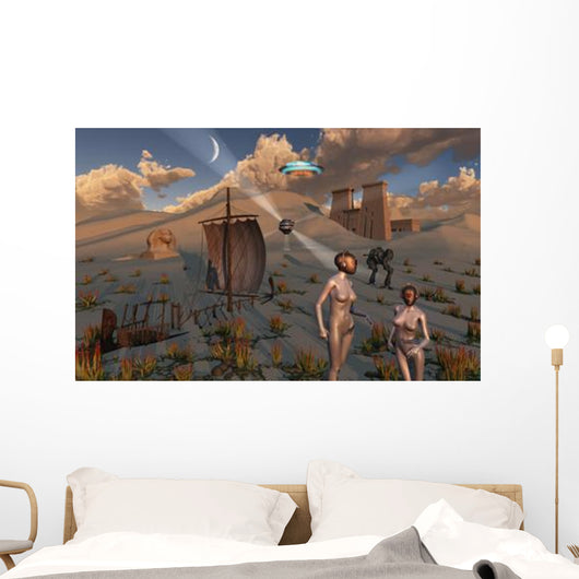 Female Explorers Study Ancient Wall Decal